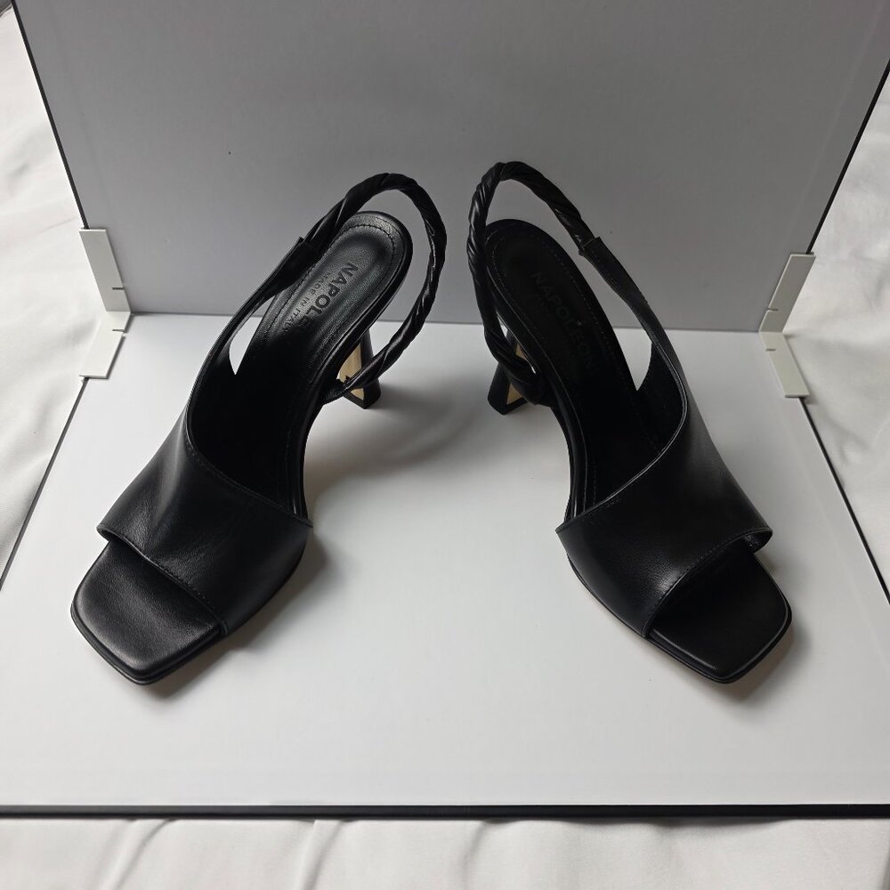 Napoleoni Made in Italy black leather slingback heels